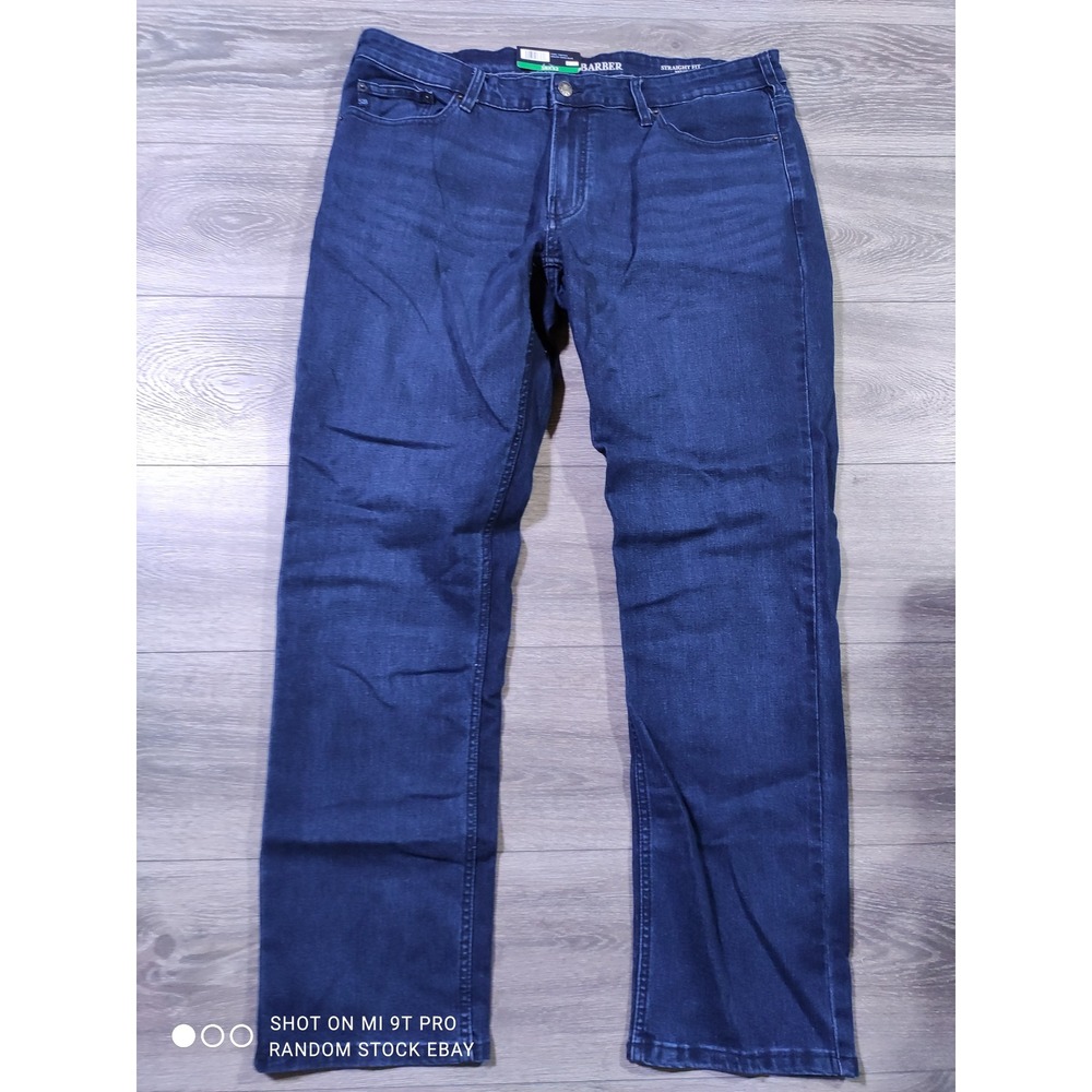 Scott Barber Straight Fit Jeans Adult 38x32 Dark Blue Stretch Denim Mens
